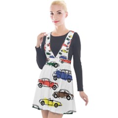 Cars Pattern Plunge Pinafore Velour Dress by Simbadda
