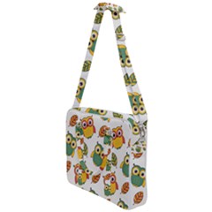 Background-with-owls-leaves-pattern Cross Body Office Bag by Simbadda