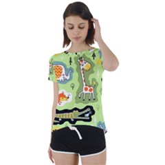 Seamless-pattern-with-wildlife-animals-cartoon Short Sleeve Open Back Tee by Simbadda