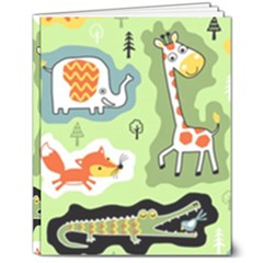 Seamless-pattern-with-wildlife-animals-cartoon 8  X 10  Hardcover Notebook by Simbadda