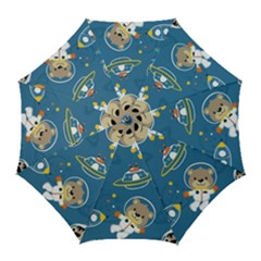 Seamless-pattern-funny-astronaut-outer-space-transportation Golf Umbrellas by Simbadda