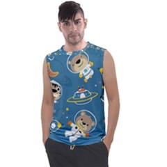 Seamless-pattern-funny-astronaut-outer-space-transportation Men s Regular Tank Top by Simbadda