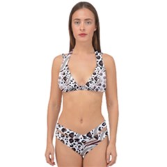 Mix Animal Skin Prints Seamless Pattern Vector Double Strap Halter Bikini Set by Simbadda