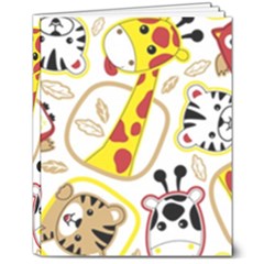 Vector Seamless Pattern Nice Animals Cartoon 8  X 10  Hardcover Notebook by Simbadda