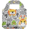 Seamless Pattern With Wildlife Cartoon Foldable Grocery Recycle Bag View2