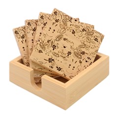 Seamless Pattern With Wildlife Cartoon Bamboo Coaster Set by Simbadda