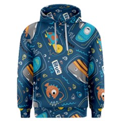 Seamless Pattern Vector Submarine With Sea Animals Cartoon Men s Overhead Hoodie by Simbadda