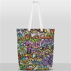 Graffiti Word Seamless Pattern Full Print Rope Handle Tote (small) by Simbadda