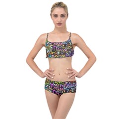 Graffiti Word Seamless Pattern Layered Top Bikini Set by Simbadda
