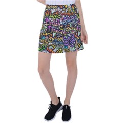 Graffiti Word Seamless Pattern Tennis Skirt by Simbadda