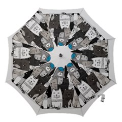 Cute Cat Hand Drawn Cartoon Style Hook Handle Umbrellas (small) by Simbadda