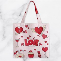 Hand Drawn Valentines Day Element Collection Zipper Grocery Tote Bag by Simbadda