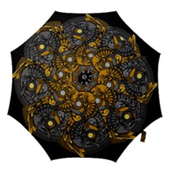 Yin-yang-owl-doodle-ornament-illustration Hook Handle Umbrellas (large) by Simbadda