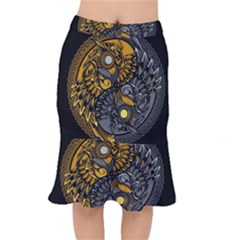 Yin-yang-owl-doodle-ornament-illustration Short Mermaid Skirt by Simbadda