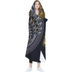 Yin-yang-owl-doodle-ornament-illustration Wearable Blanket by Simbadda