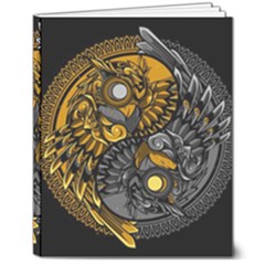 Yin-yang-owl-doodle-ornament-illustration 8  X 10  Softcover Notebook by Simbadda