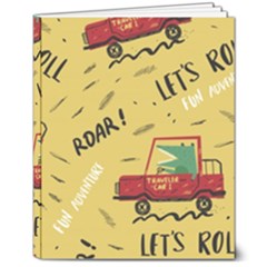 Childish-seamless-pattern-with-dino-driver 8  X 10  Hardcover Notebook by Simbadda