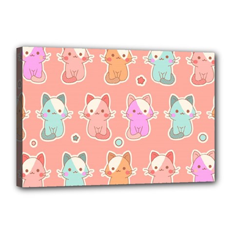 Cute-kawaii-kittens-seamless-pattern Canvas 18  X 12  (stretched) by Simbadda