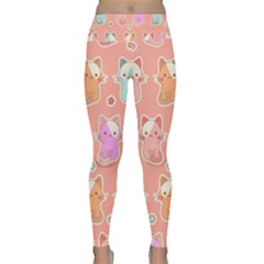 Cute-kawaii-kittens-seamless-pattern Lightweight Velour Classic Yoga Leggings by Simbadda