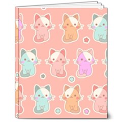 Cute-kawaii-kittens-seamless-pattern 8  X 10  Hardcover Notebook by Simbadda