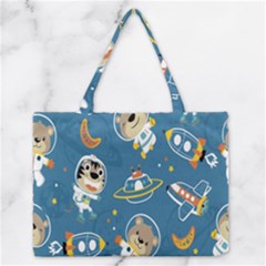 Seamless-pattern-funny-astronaut-outer-space-transportation Zipper Medium Tote Bag by Simbadda