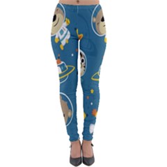 Seamless-pattern-funny-astronaut-outer-space-transportation Lightweight Velour Leggings by Simbadda