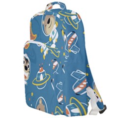 Seamless-pattern-funny-astronaut-outer-space-transportation Double Compartment Backpack by Simbadda
