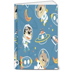 Seamless-pattern-funny-astronaut-outer-space-transportation 8  X 10  Hardcover Notebook by Simbadda