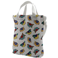 Seamless-pattern-with-hand-drawn-bird-black Canvas Messenger Bag by Simbadda