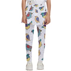 Seamless-pattern-with-hand-drawn-bird-black Kids  Skirted Pants by Simbadda