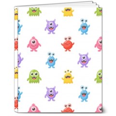 Seamless-pattern-cute-funny-monster-cartoon-isolated-white-background 8  X 10  Hardcover Notebook by Simbadda