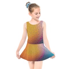 Rain Drop Abstract Design Kids  Skater Dress Swimsuit by Excel