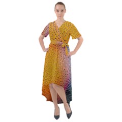 Rain Drop Abstract Design Front Wrap High Low Dress by Excel
