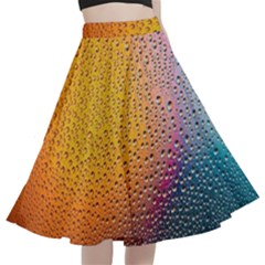 Rain Drop Abstract Design A-line Full Circle Midi Skirt With Pocket by Excel