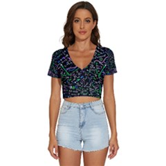 Math-linear-mathematics-education-circle-background V-neck Crop Top by Simbadda