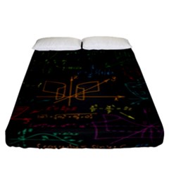 Mathematical-colorful-formulas-drawn-by-hand-black-chalkboard Fitted Sheet (california King Size) by Simbadda