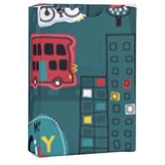 Seamless-pattern-hand-drawn-with-vehicles-buildings-road Playing Cards Single Design (rectangle) With Custom Box by Simbadda
