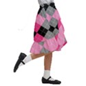 Seamless-argyle-pattern Kids  Ruffle Flared Wrap Midi Skirt View3