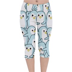 Penguins-pattern Velvet Capri Leggings  by Simbadda