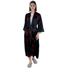 A Dark City Vector Maxi Satin Kimono by Proyonanggan