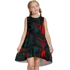 A Dark City Vector Kids  Frill Swing Dress by Proyonanggan