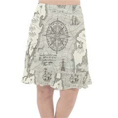 Vintage World Map Antique Fishtail Chiffon Skirt by Proyonanggan