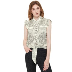 Vintage World Map Antique Frill Detail Shirt by Proyonanggan