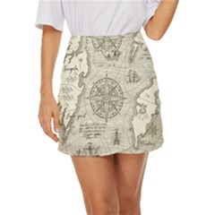 Vintage World Map Antique Mini Front Wrap Skirt by Proyonanggan