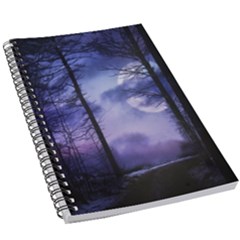 Moonlit A Forest At Night With A Full Moon 5 5  X 8 5  Notebook by Proyonanggan