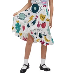 Love Pattern Kids  Ruffle Flared Wrap Midi Skirt by Proyonanggan