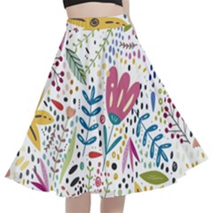 Flowers Nature Wallpaper Background A-line Full Circle Midi Skirt With Pocket by Proyonanggan