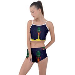 Rocket Halftone Astrology Astronaut Summer Cropped Co-ord Set by Bangk1t
