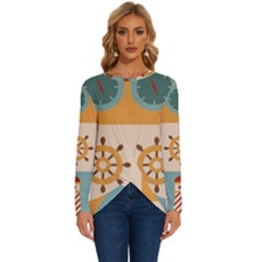 Nautical Elements Collection Long Sleeve Crew Neck Pullover Top by Bangk1t