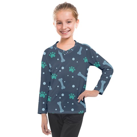 Bons Foot Prints Pattern Background Kids  Long Mesh Tee by Bangk1t